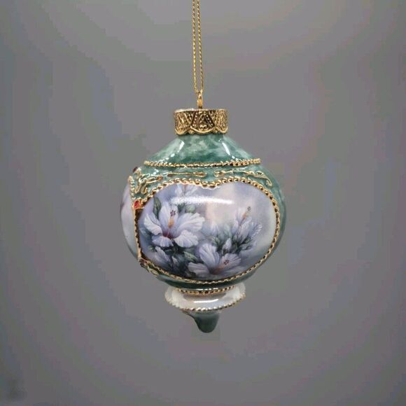 Set Of (2) Vintage Bradford Editions Christmas  Hummingbird Porcelain Ornaments - Picture 4 of 9